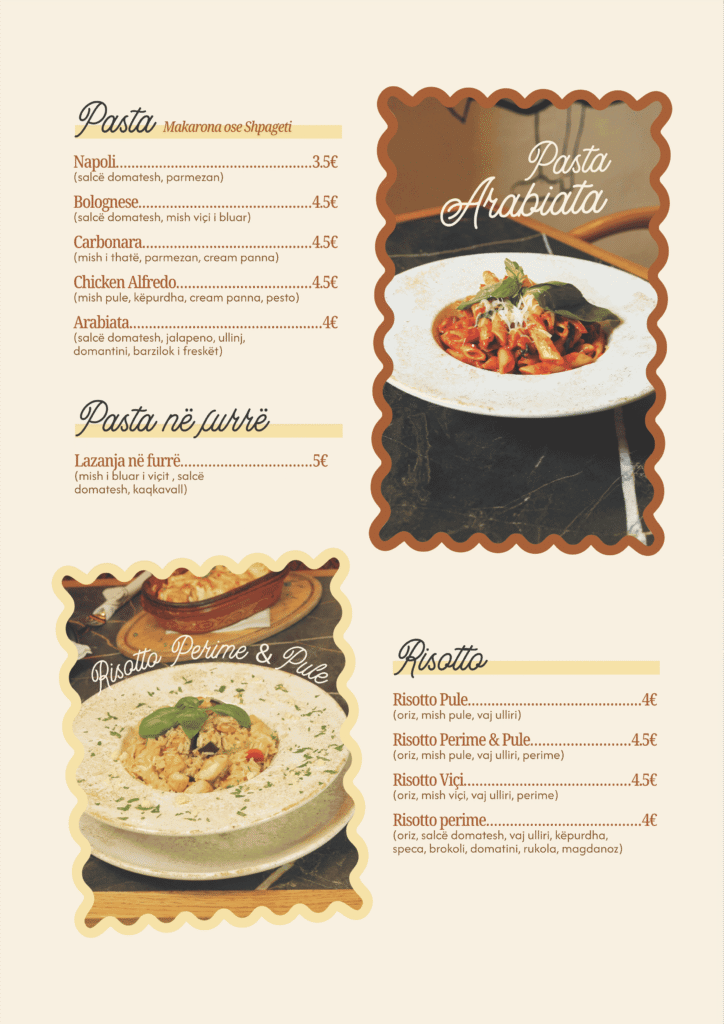 Evroparks menu , buke , burek , kifle , flija